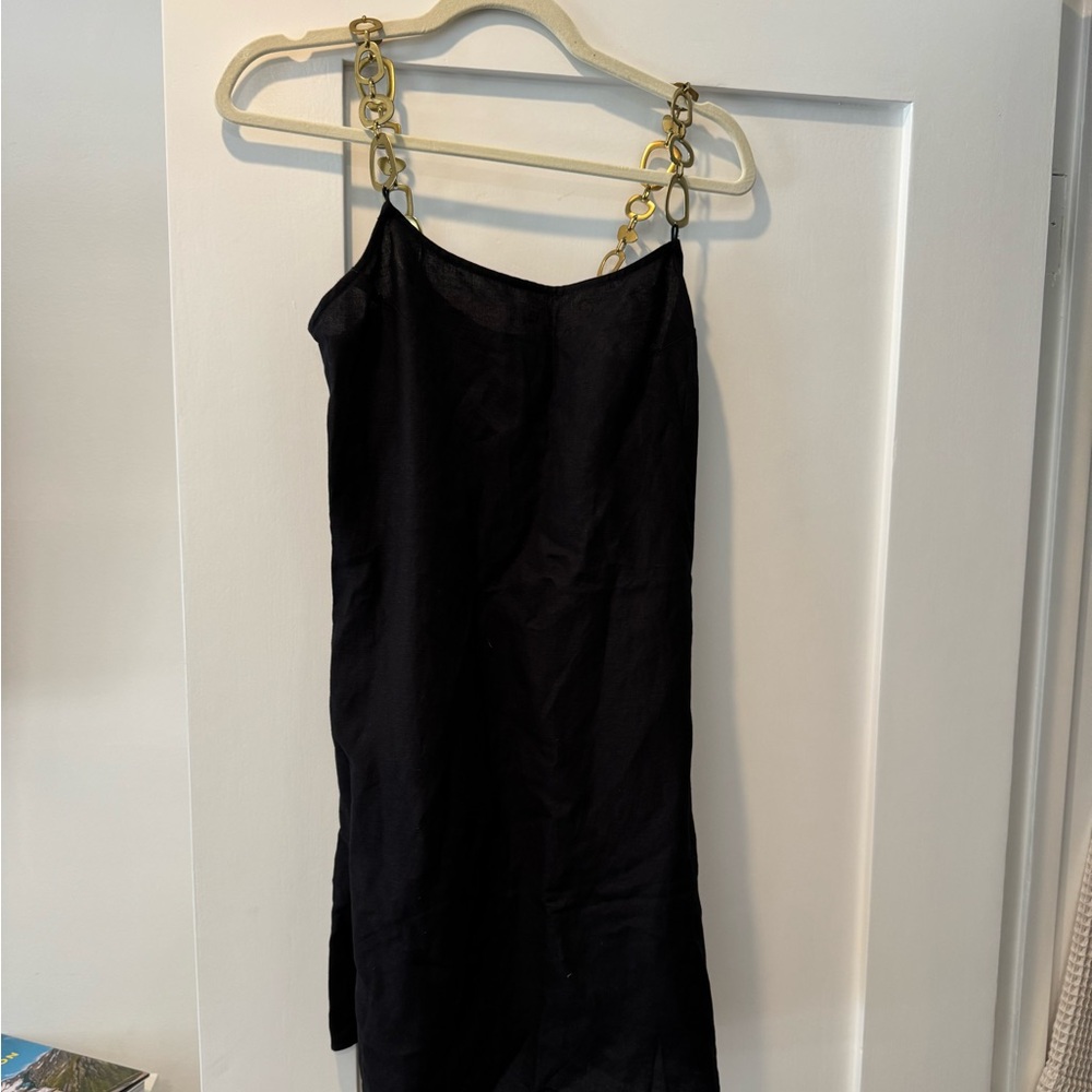 Solid & striped chain embellished dress